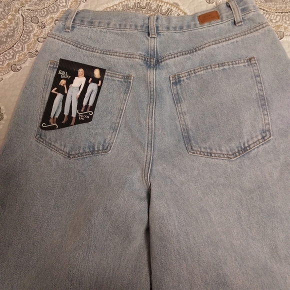 Nwt Simple Society High-rise Barrel Jeans, Baggy Tapered Rolled cuff Light Wash - Picture 4 of 11